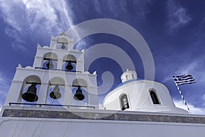 Greece, Santorini, Oia, Church of Panagia Akathistos Hymn, bells photo