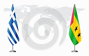 Greece and Sao Tome and Principe flags for official meeti