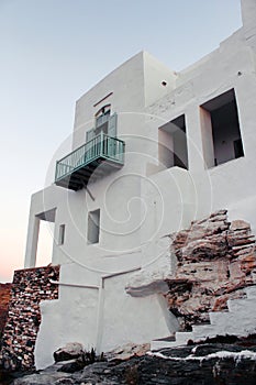 Greece, Sifnos island, house in the medieval village of Kastro.