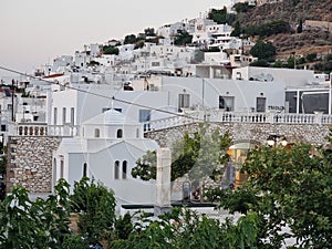 greece skiros or skyros island center chora city pavements arcs central square in summer