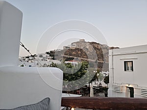 greece skiros or skyros island center chora city pavements arcs central square in summer