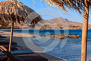 Greece summer: Kalafati Beach is a beautiful Mykonos beach in the Cyclades islands. photo