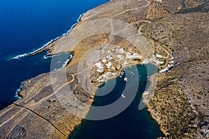 Greece in summer time aerial view  ,sailing to Aegean sea with catamaran charter boat