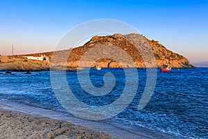 Greece summertime: Paralia Agia Anna Beach in island of Mykonos. photo
