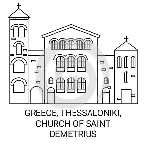 Greece, Thessaloniki, Church Of Saint Demetrius travel landmark vector illustration