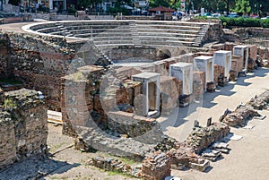 Greece, Thessaloniki, the ruins of the Roman Forum (I - IV century AD.) photo