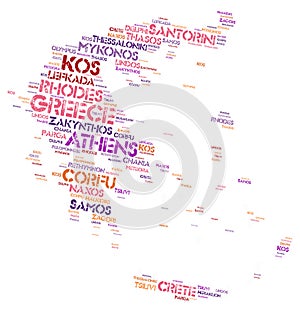 Greece top travel destinations word cloud