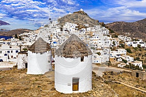 Greece travel, Cyclades. Ios island and old windmills