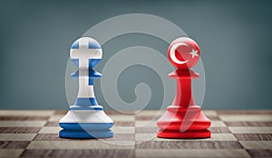 Greece and Turkey conflict. 3D illustration