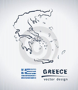 Greece vector chalk drawing map isolated on a white background