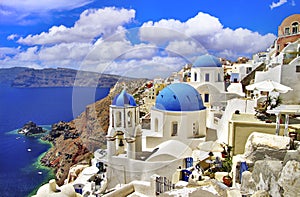 Greece, view of Oia village, Santorini island