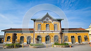 Greece, Volos Railway Station, Vintage Architecture. emblematic building of the city of Volos