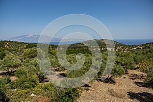 Greece, Zakynthos, Road to skinari lighthouse at zakynthos island north cape. Cape Skinari With Views Across The Sea To Kefalonia