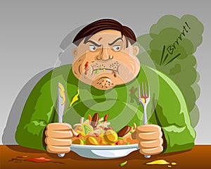 Greed - Gluttony - Man Overeating photo