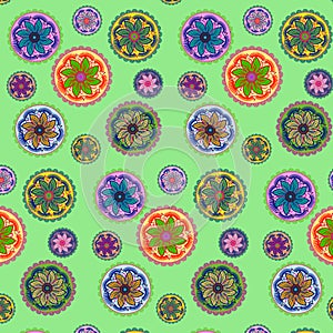 Greeen Mandala Artistic Illustration Surface Pattern Design