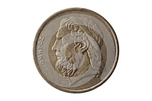 Greek 50 drachmas coin Homer