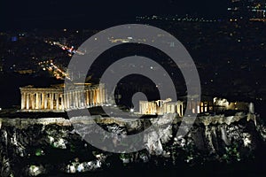 Greek Acropolis (Parthenon) Cityscape from Mount Lycabettus (Lykavittos Hill ), Athens