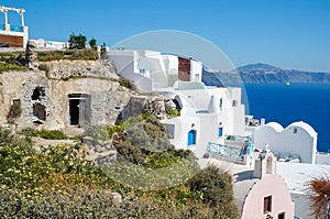 Greek Aegean island, Santorini, in the summer day, Greece