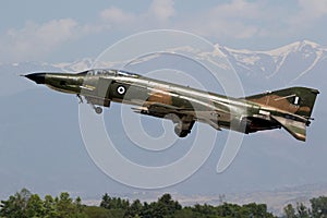 Greek airforce F4 Phantom fighter plane take off