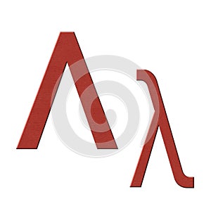 Greek alphabet red leather texture, Alpha