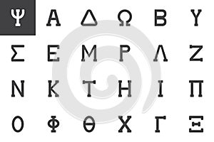 Greek alphabet symbols vector icons set photo