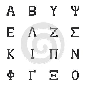 Greek alphabet vector icons set photo