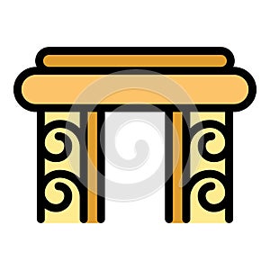 Greek ancient column icon color outline vector