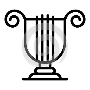 Greek ancient harp icon, outline style