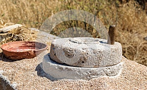 Greek ancient, stone, hand grain mill.