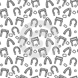 Greek arch line vector doodle simple seamless pattern