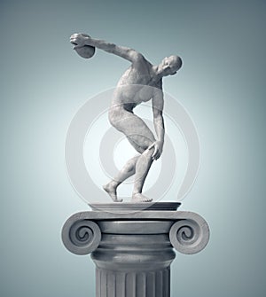 Greek athlete statue throwing the discus