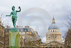 Greek Author (Bronze Author) and Pantheon in Paris, France