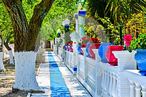 Greek beach on the island of Corfu in the mediterranean