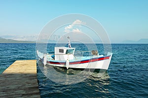 Greek boat at the dock in greece