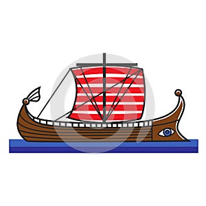 Greek boat Odyssey argonauts for Greece travel destination famous tourist vector icon