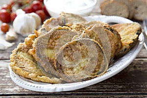 Greek breaded eggplant slices