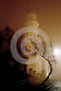 Greek Catholic Cathedral in Uzhgorod, Ukraine at night