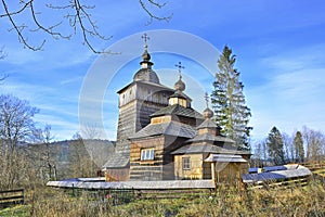 The Greek Catholic Filial Church of the Protection of the Mother of God in WoÅ‚owiec , Low Beskid Beskid Niski, Poland