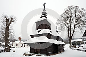 Řeckokatolický dřevěný kostel v Ruskom Potoku na Slovensku