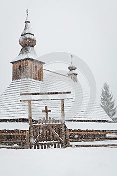 Wooden church of St Basil the Great in a village Hrabova Roztoka, Slovakia