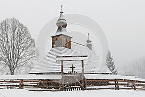 Wooden church of St Basil the Great in a village Hrabova Roztoka, Slovakia