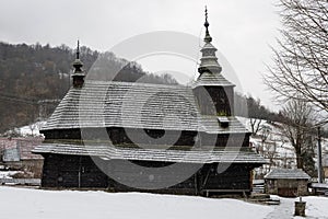 Wooden church of St Michael the Archangel in Rusky Potok, Slovakia