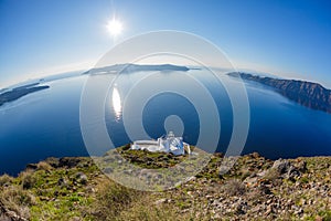 Greek Church on a cliff above the sea