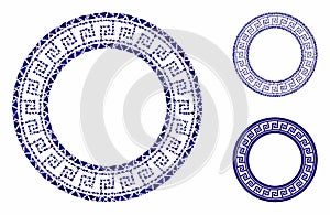 Greek classic round frame Mosaic Icon of Joggly Elements