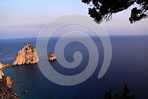 Mizithres Rocks viewed from Keri Lighthouse restaurant