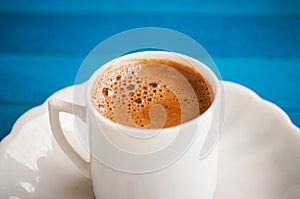 Greek coffee on a blue table