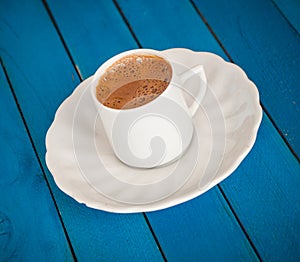 Greek coffee on a blue table