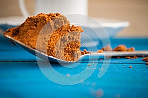 Greek coffee on a blue table