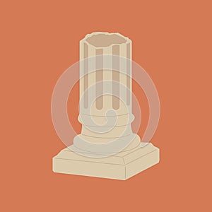 Greek colona vector icon. Cartoon vector icon isolated on orange background column column