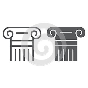 Greek column line and glyph icon, pillar and antique, legality sign, vector graphics, a linear pattern on a white